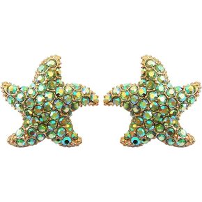 Navachi 18k Gold Plated Starfish Star Fish Crystal Stud Earrings