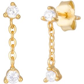 18K Gold Plated Dainty Drop Stud Earrings | Sterling Silver Tiny CZ Studs | Everyday Minimalist Cartilage Second Hole Earring