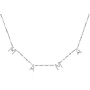 Mama Necklace for Women 18K Gold Plated Mom Pendant Stainless Steel Silver Letter Gift Personalized Jewelry for Mother and Daughter
