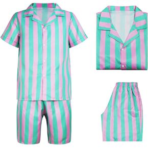 LILLIWEEN 2023 Movie Live Version Hawaiian Sets Casual Short Sleeve Button Down Shirts Beach Outfits for Men