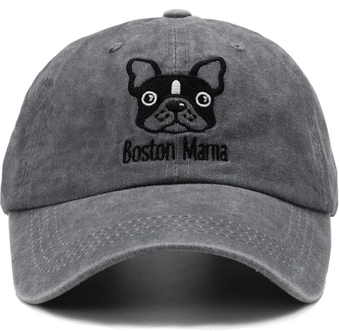 قبعة Waldeal Boston Terrier Mama على شكل ذيل حصان قابلة للتعديل مطرزة ومغسولة، قبعة بيسبول للنساء باللون الرمادي in Kuwait