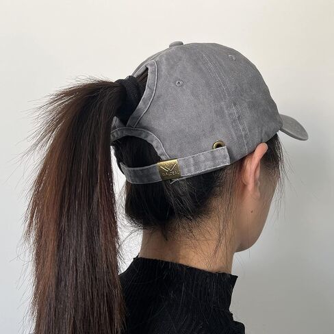 قبعة Waldeal Boston Terrier Mama على شكل ذيل حصان قابلة للتعديل مطرزة ومغسولة، قبعة بيسبول للنساء باللون الرمادي in Kuwait