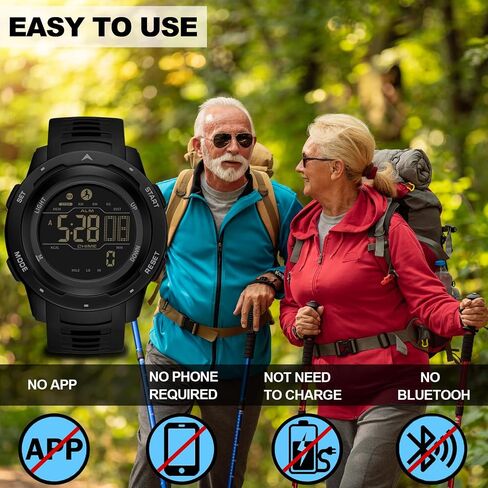 Mens Digital Watches Pedometer Watch Step Counter Watch Sport Military Tactical Watch Outdoor Watches Calorie Counter Alarm Stopwatch LED Wrist Watch for Men in Saudi Arabia