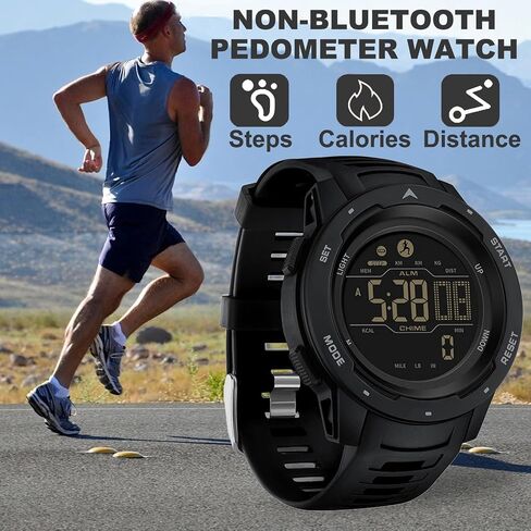 Mens Digital Watches Pedometer Watch Step Counter Watch Sport Military Tactical Watch Outdoor Watches Calorie Counter Alarm Stopwatch LED Wrist Watch for Men in Saudi Arabia