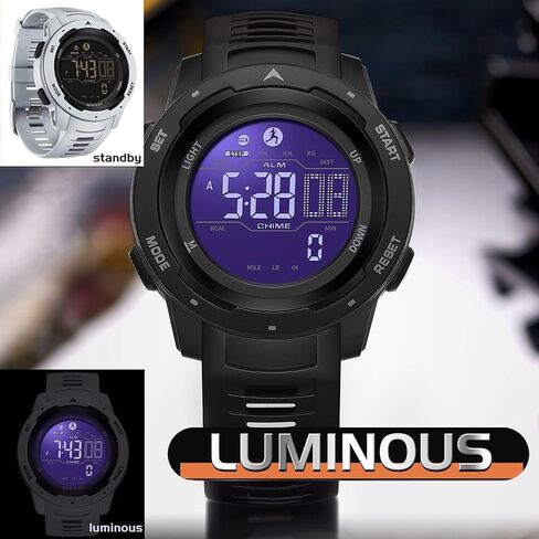 Mens Digital Watches Pedometer Watch Step Counter Watch Sport Military Tactical Watch Outdoor Watches Calorie Counter Alarm Stopwatch LED Wrist Watch for Men in Saudi Arabia