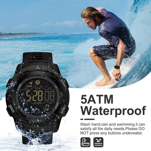 Mens Digital Watches Pedometer Watch Step Counter Watch Sport Military Tactical Watch Outdoor Watches Calorie Counter Alarm Stopwatch LED Wrist Watch for Men in Saudi Arabia