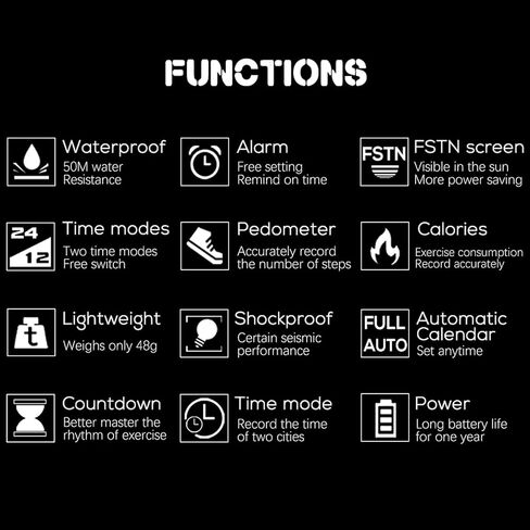 Mens Digital Watches Pedometer Watch Step Counter Watch Sport Military Tactical Watch Outdoor Watches Calorie Counter Alarm Stopwatch LED Wrist Watch for Men in Saudi Arabia