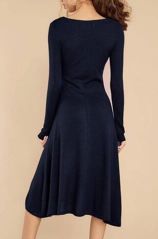 R.Vivimos Women's Winter Cotton Long Sleeves V-Neck Casual Button Down Knit Sweater Midi Dress in Saudi Arabia