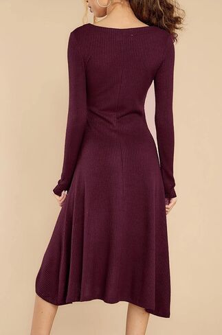 R.Vivimos Women's Winter Cotton Long Sleeves V-Neck Casual Button Down Knit Sweater Midi Dress in Saudi Arabia