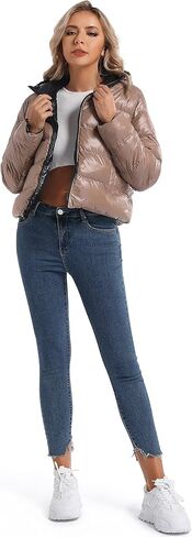 سترة منتفخة سوداء اللون بغطاء للرأس على الجانبين مع غطاء للرأس وجيوب in Kuwait