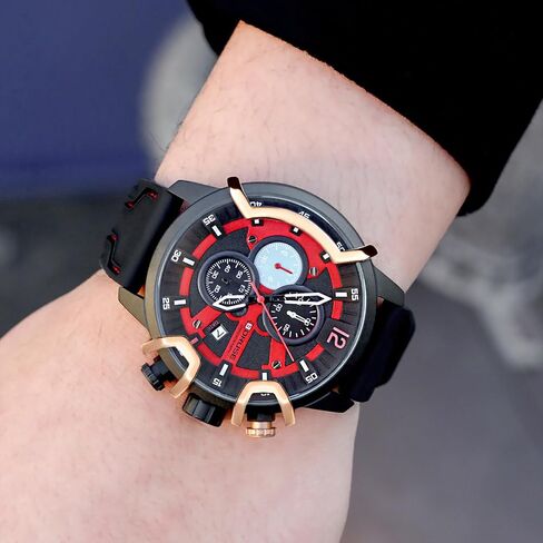 BORUSE Watch for Men Sport Military Chronograph Big Face Quartz Watches Fashion Luxury Waterproof Calendar Silicone Strap Man Analog Wristwatch in Saudi Arabia