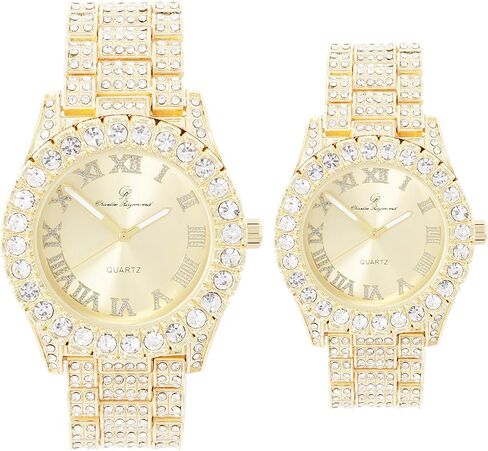 مجموعة ساعات King and Queen Bling'ed Out His and Hers Hip Hop Matching - مثالية للزوجين الأقوياء اليوم - ST10327ML His and Hers in Kuwait