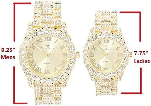 مجموعة ساعات King and Queen Bling'ed Out His and Hers Hip Hop Matching - مثالية للزوجين الأقوياء اليوم - ST10327ML His and Hers in Kuwait