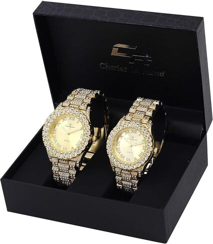 مجموعة ساعات King and Queen Bling'ed Out His and Hers Hip Hop Matching - مثالية للزوجين الأقوياء اليوم - ST10327ML His and Hers in Kuwait