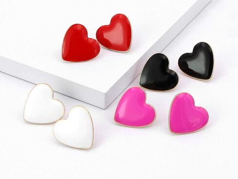 أقراط القلب الكبيرة الملونة المينا لطيف آخر الأقراط النساء الفتيات صديقة هدية عيد الحب in Kuwait