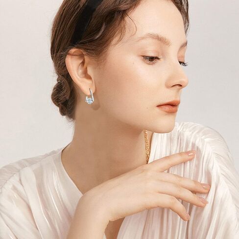 أقراط جوهرة الميلاد للنساء 925 أقراط حلقية من الفضة الإسترليني مجوهرات جوهرة الميلاد زركون مكعب in Kuwait