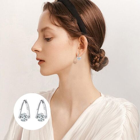 أقراط جوهرة الميلاد للنساء 925 أقراط حلقية من الفضة الإسترليني مجوهرات جوهرة الميلاد زركون مكعب in Kuwait