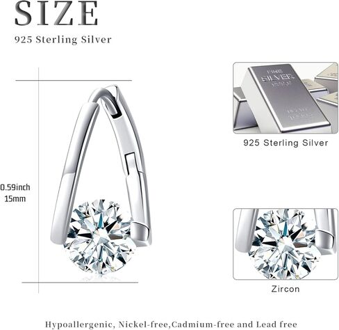 أقراط جوهرة الميلاد للنساء 925 أقراط حلقية من الفضة الإسترليني مجوهرات جوهرة الميلاد زركون مكعب in Kuwait