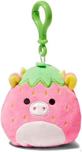 Squishmallow الرسمية Kellytoy 3.5 بوصة مشبك على حقيبة المفاتيح حقيبة الظهر كليب تحصيل وسادة الحيوان (البقرة الفراولة كليري) in Kuwait