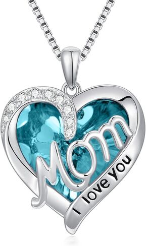 TOUPOP Gifts for Mom Sterling Silver Heart Mom Necklace Jewelry Gifts for Women Daughter Christmas Birthday in Kuwait