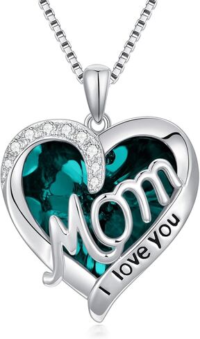 TOUPOP Gifts for Mom Sterling Silver Heart Mom Necklace Jewelry Gifts for Women Daughter Christmas Birthday in Kuwait