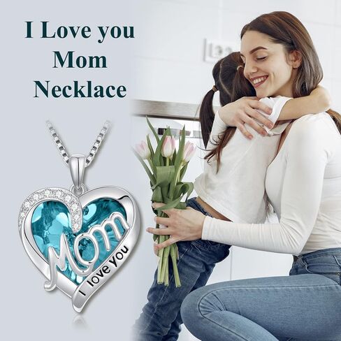 TOUPOP Gifts for Mom Sterling Silver Heart Mom Necklace Jewelry Gifts for Women Daughter Christmas Birthday in Kuwait