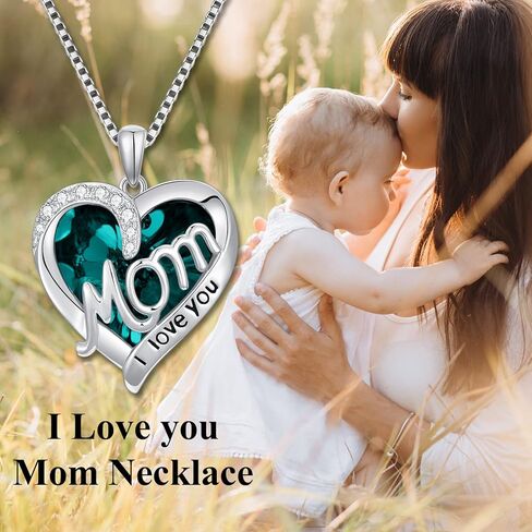 TOUPOP Gifts for Mom Sterling Silver Heart Mom Necklace Jewelry Gifts for Women Daughter Christmas Birthday in Kuwait
