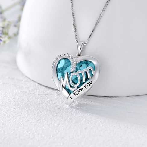 TOUPOP Gifts for Mom Sterling Silver Heart Mom Necklace Jewelry Gifts for Women Daughter Christmas Birthday in Kuwait