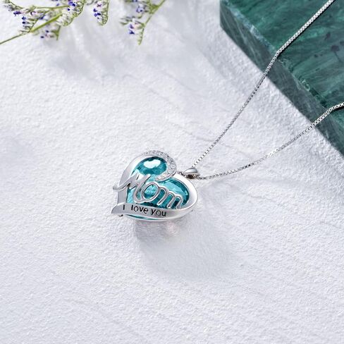 TOUPOP Gifts for Mom Sterling Silver Heart Mom Necklace Jewelry Gifts for Women Daughter Christmas Birthday in Kuwait