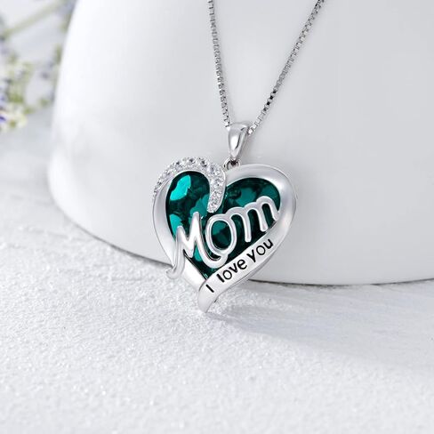 TOUPOP Gifts for Mom Sterling Silver Heart Mom Necklace Jewelry Gifts for Women Daughter Christmas Birthday in Kuwait
