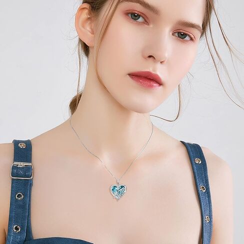 TOUPOP Gifts for Mom Sterling Silver Heart Mom Necklace Jewelry Gifts for Women Daughter Christmas Birthday in Kuwait