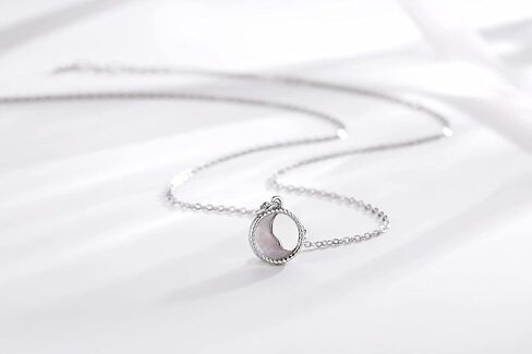 قلادة كينغز الصغيرة للأم الحب الطفل 925 من الفضة الاسترليني ضوء القمر أم اللؤلؤ قلادة قابلة للتعديل 45.72 سم للأم والجدة والابنة in Kuwait