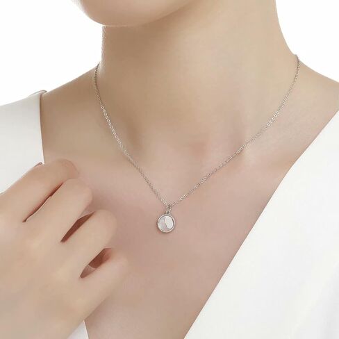 قلادة كينغز الصغيرة للأم الحب الطفل 925 من الفضة الاسترليني ضوء القمر أم اللؤلؤ قلادة قابلة للتعديل 45.72 سم للأم والجدة والابنة in Kuwait