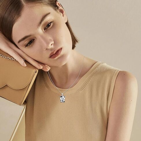 بقرة قلادة للنساء 925 الفضة الاسترليني بقرة قلادة قلادة لطيف بقرة طباعة الحيوان مجوهرات هدايا للفتيات أمي عيد ميلاد الأم in Kuwait