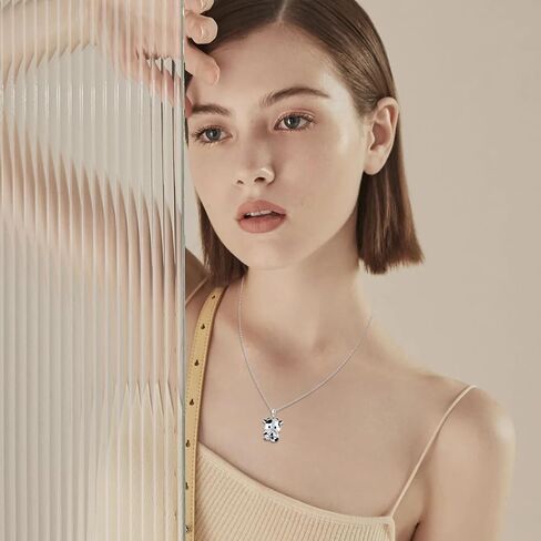 بقرة قلادة للنساء 925 الفضة الاسترليني بقرة قلادة قلادة لطيف بقرة طباعة الحيوان مجوهرات هدايا للفتيات أمي عيد ميلاد الأم in Kuwait