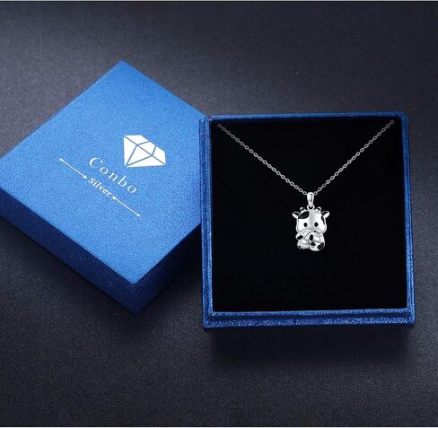 بقرة قلادة للنساء 925 الفضة الاسترليني بقرة قلادة قلادة لطيف بقرة طباعة الحيوان مجوهرات هدايا للفتيات أمي عيد ميلاد الأم in Kuwait
