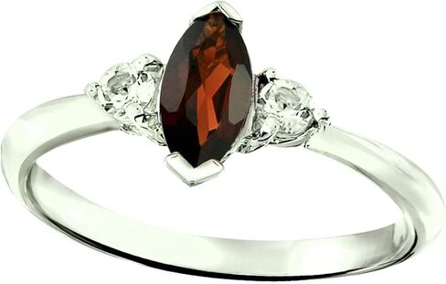 RB Gems Sterling Silver 925 Ring Genuine Gemstone Marquise 8X4 mm, 0.91 Cts, Rhodium-Plated Finish in Kuwait