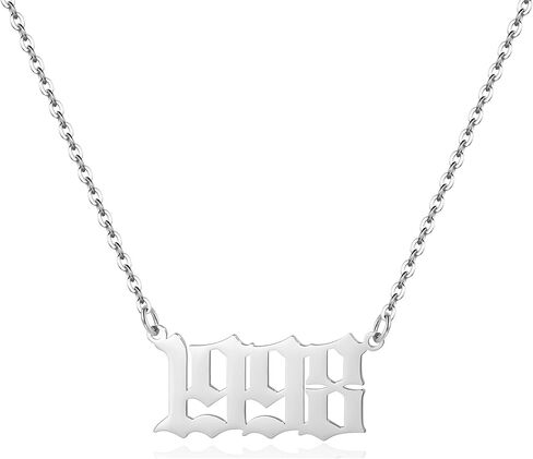 Birth Year Necklace for Women,Stainless Steel Birth Year Number Pendant Necklace Birthday Anniversary in Kuwait