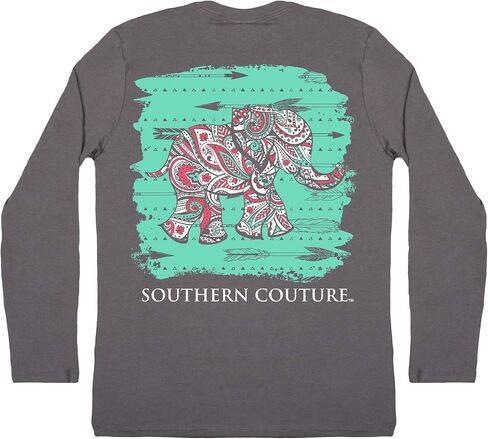 تي شيرت Southern Couture SC Classic Paisley The Elephant on Longsleeve نسائي كلاسيكي مناسب - فحمي in Kuwait