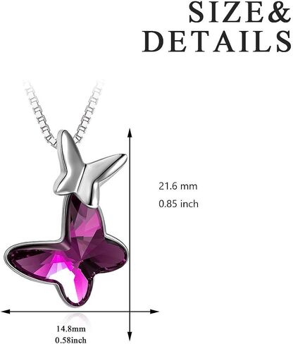 AOBOCO Sterling Silver Chasing Butterfly Pendant Necklace Embellished with Crystals from Austria, Fine Anniversary Birthday Butterfly Jewelry Gifts for Women - Morpho Helena Butterfly Series in Saudi Arabia