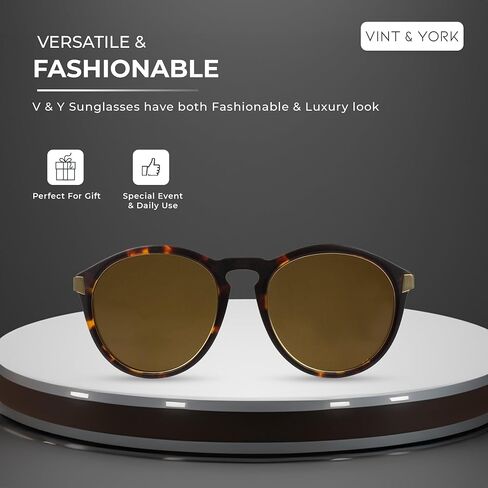 Vint And York Modern Round Sunglasses, Stylish Keyhole Design, UV Protection. Ideal Valentine's Day Gift for Men & Women in Saudi Arabia
