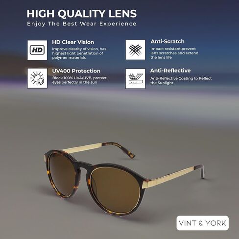 Vint And York Modern Round Sunglasses, Stylish Keyhole Design, UV Protection. Ideal Valentine's Day Gift for Men & Women in Saudi Arabia