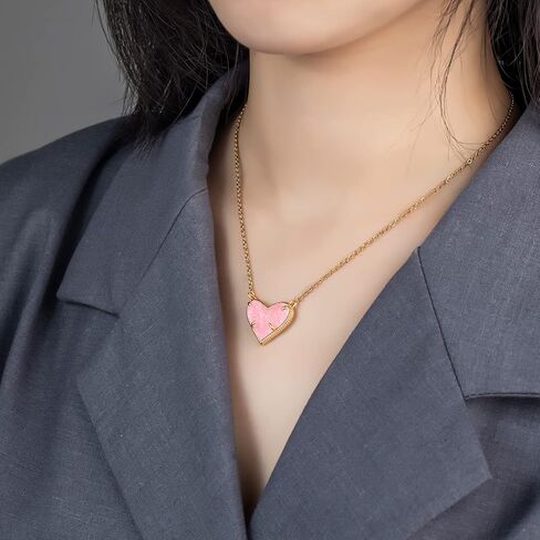 عقد بقلادة مطلية بالذهب الأبيض / مطلية بالذهب عيار 18 قيراط قابلة للتعديل على شكل قلب من آري للنساء - هدية عيد الحب in Kuwait