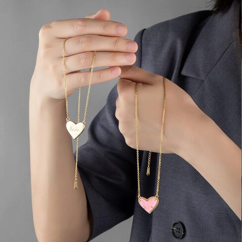 عقد بقلادة مطلية بالذهب الأبيض / مطلية بالذهب عيار 18 قيراط قابلة للتعديل على شكل قلب من آري للنساء - هدية عيد الحب in Kuwait