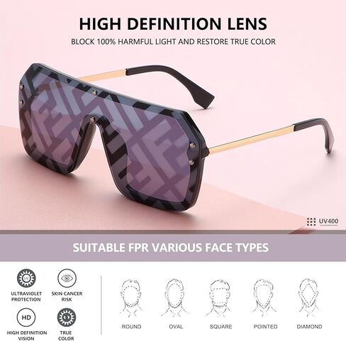 نظارات شمسية مربعة كلاسيكية للنساء والرجال، نظارات شمسية عصرية بعدسات حماية من الأشعة فوق البنفسجية 400 AM018 in Kuwait
