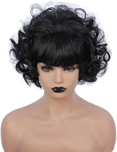 50S Retro Short Black Beehive Wigs Halloween Costume Cosplay Party Wig for Women in Saudi Arabia