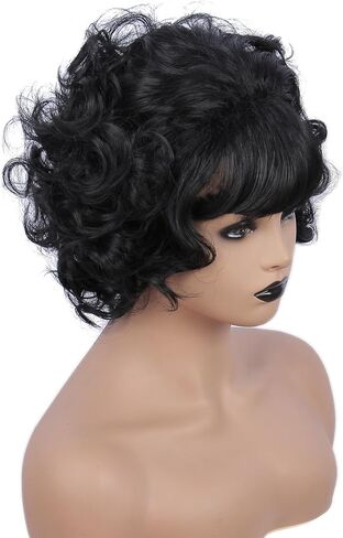 50S Retro Short Black Beehive Wigs Halloween Costume Cosplay Party Wig for Women in Saudi Arabia