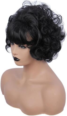 50S Retro Short Black Beehive Wigs Halloween Costume Cosplay Party Wig for Women in Saudi Arabia