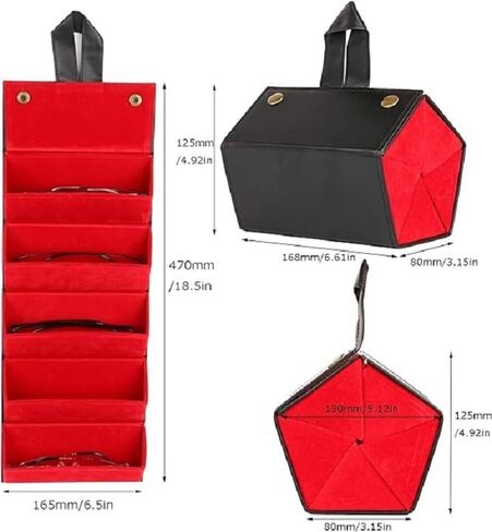 حقيبة منظمة للنظارات الشمسية المحمولة - حامل نظارات من جلد البولي يوريثان قابل للطي | مناسب للسفر | تصميم معلق | مثالي للسفر والاستخدام اليومي | تناسب كلا من الرجال والنساء in Kuwait