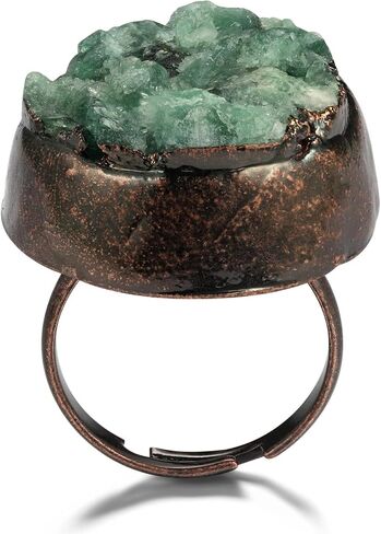 Natural Green Quartz Healing Crystal Stone Adjustable Open Ring Gemstone Ring Handmade Jewelry in Saudi Arabia